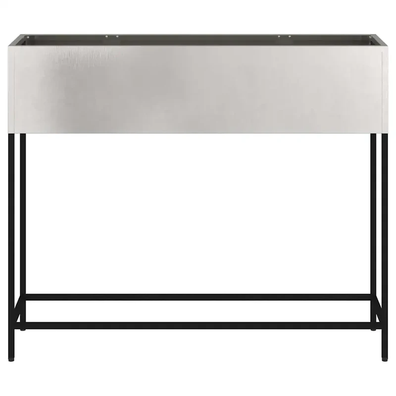 Bac de jardin surélevé rectangulaire moderne extérieur 100 x 26 x 82 cm en acier inoxydable argent 02_0052092