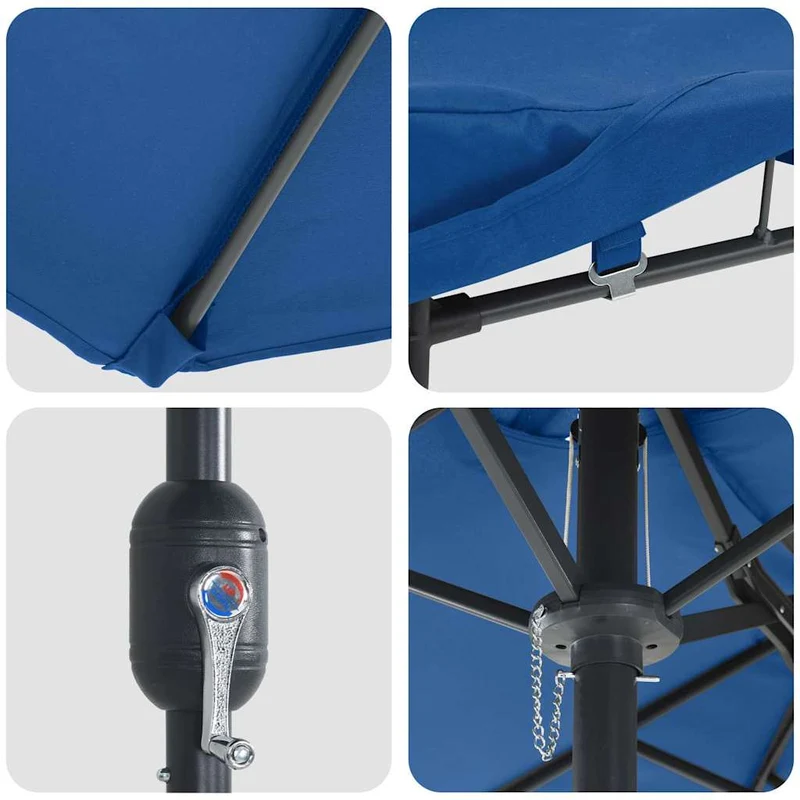 Parasol de jardin moderne pliable 385 x 209 x 244 cm pratique et durable en polyester azur 02_0058681