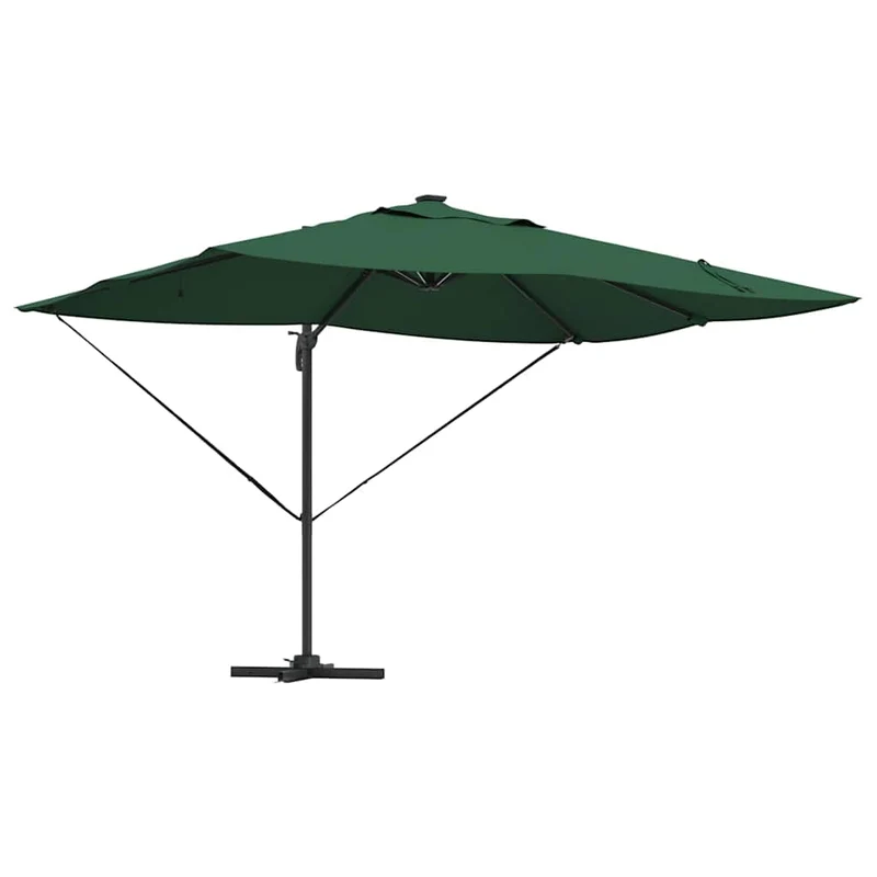 Parasol déporté ajustable 352 x 251 x 265 cm en polyester vert pour jardin terrasse élégance moderne 02_0058700