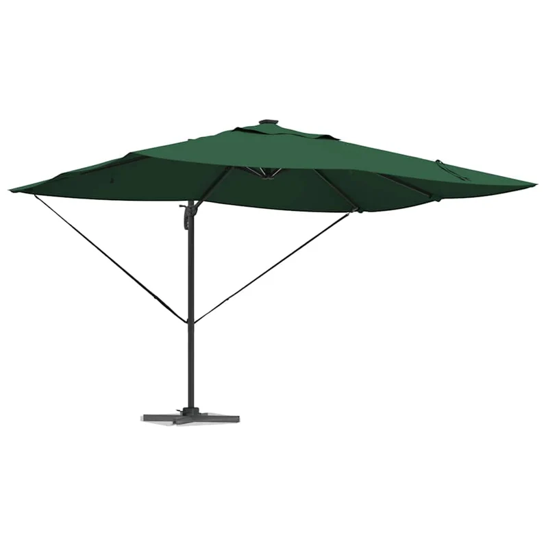 Parasol déporté ajustable 352 x 251 x 265 cm en polyester vert pour jardin terrasse élégance moderne 02_0058700