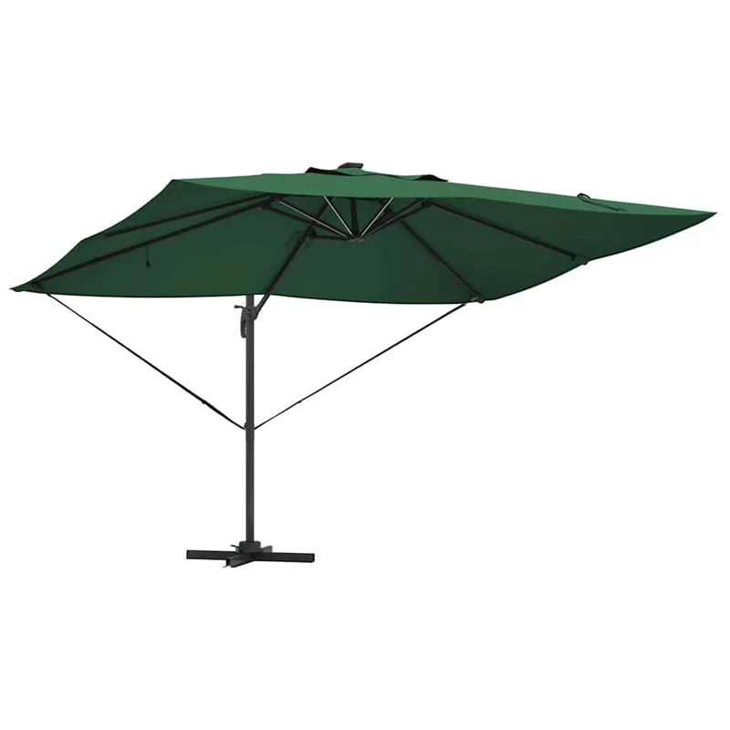 Parasol déporté ajustable 352 x 251 x 265 cm en polyester vert pour jardin terrasse élégance moderne 02_0058700