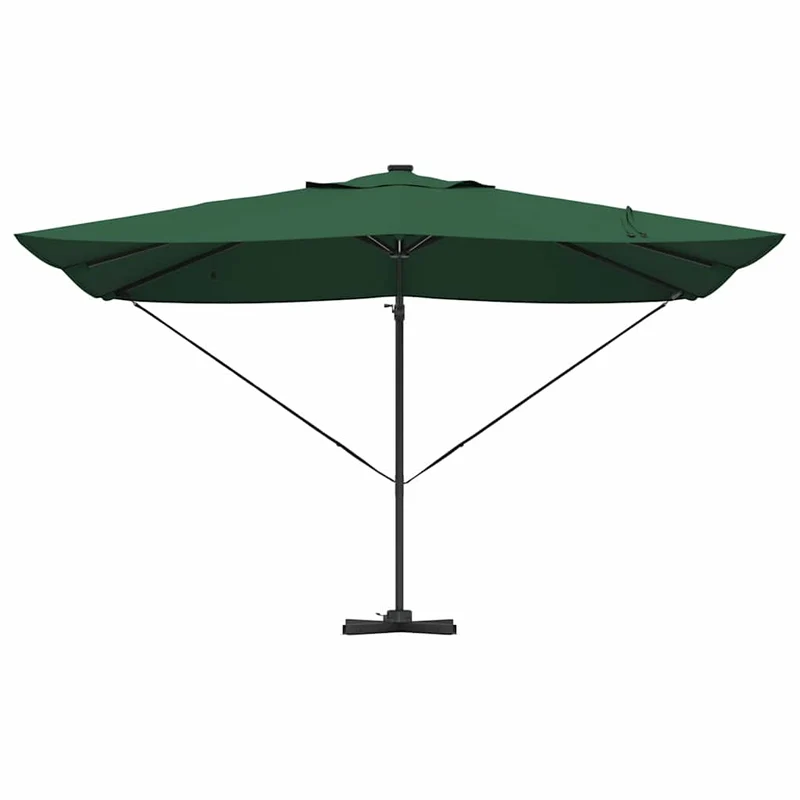 Parasol déporté ajustable 352 x 251 x 265 cm en polyester vert pour jardin terrasse élégance moderne 02_0058700