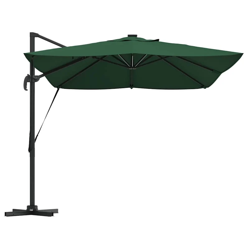 Parasol déporté ajustable 352 x 251 x 265 cm en polyester vert pour jardin terrasse élégance moderne 02_0058700