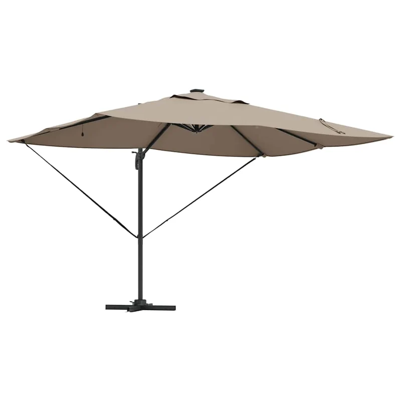 Parasol déporté moderne et inclinable 352 x 251 x 265 cm ambiance cosy en polyester taupe 02_0058702