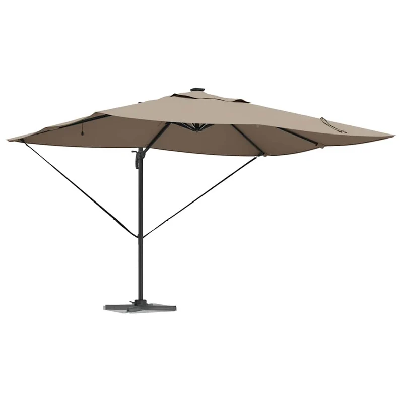 Parasol déporté moderne et inclinable 352 x 251 x 265 cm ambiance cosy en polyester taupe 02_0058702