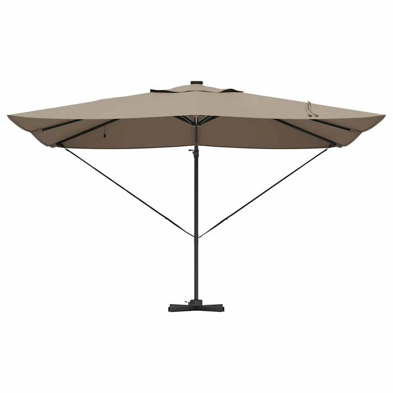 Parasol déporté moderne et inclinable 352 x 251 x 265 cm ambiance cosy en polyester taupe 02_0058702