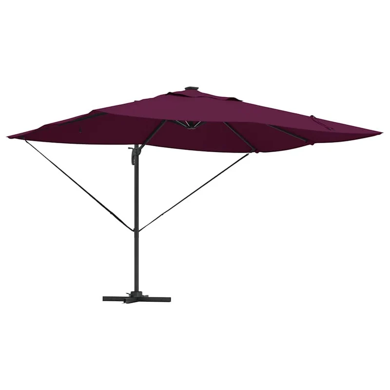 Parasol déporté inclinable moderne jardin terrasse 352 x 251 x 265 cm en polyester bordeaux 02_0058705