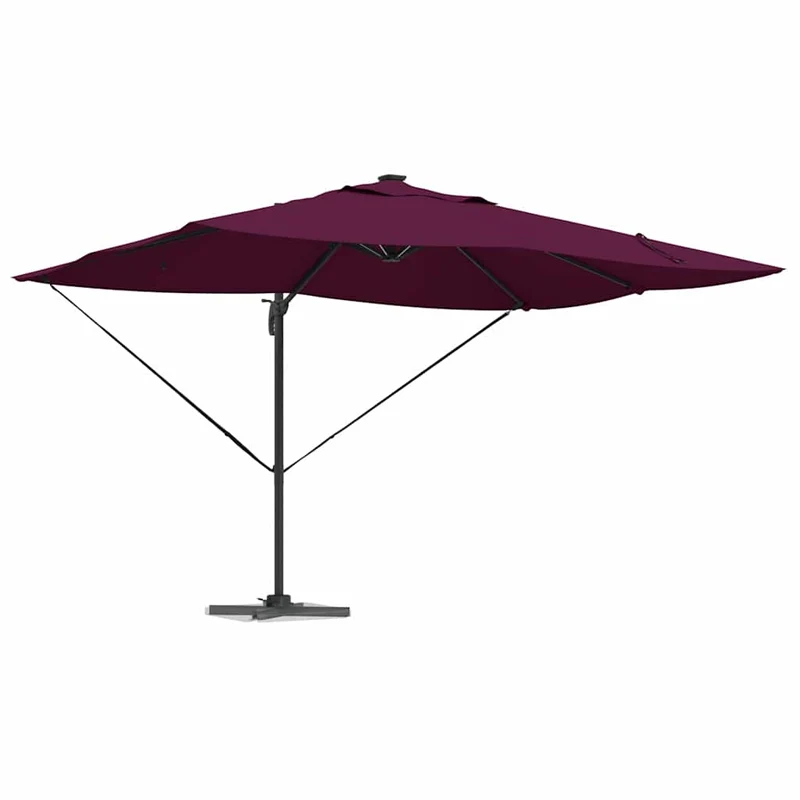 Parasol déporté inclinable moderne jardin terrasse 352 x 251 x 265 cm en polyester bordeaux 02_0058705