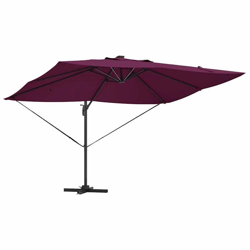 Parasol déporté inclinable moderne jardin terrasse 352 x 251 x 265 cm en polyester bordeaux 02_0058705