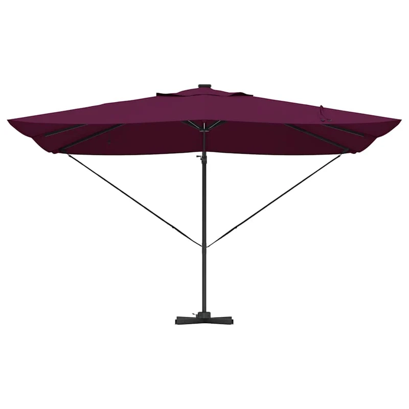 Parasol déporté inclinable moderne jardin terrasse 352 x 251 x 265 cm en polyester bordeaux 02_0058705