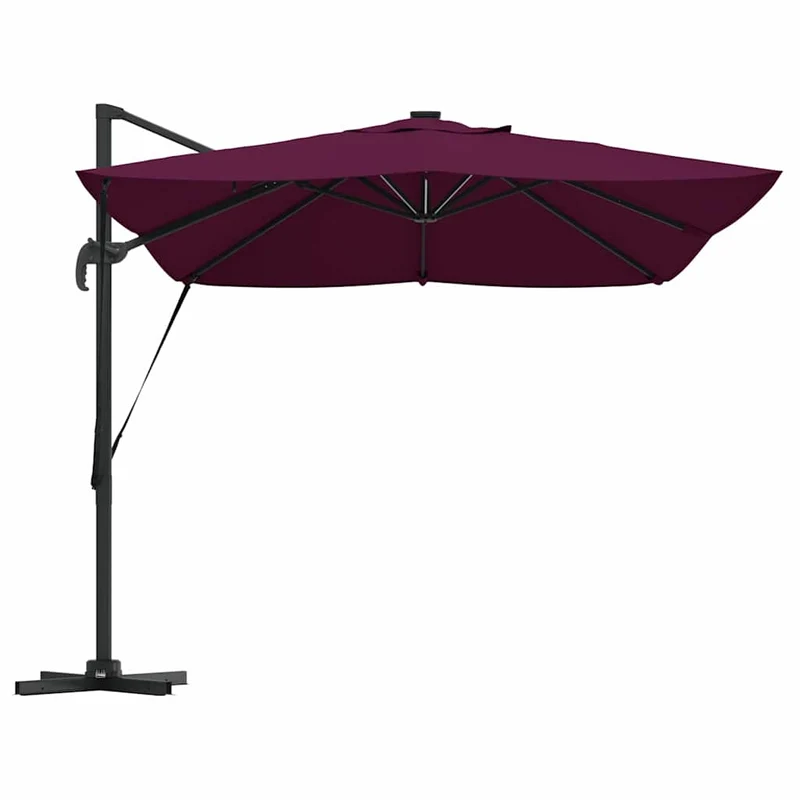 Parasol déporté inclinable moderne jardin terrasse 352 x 251 x 265 cm en polyester bordeaux 02_0058705