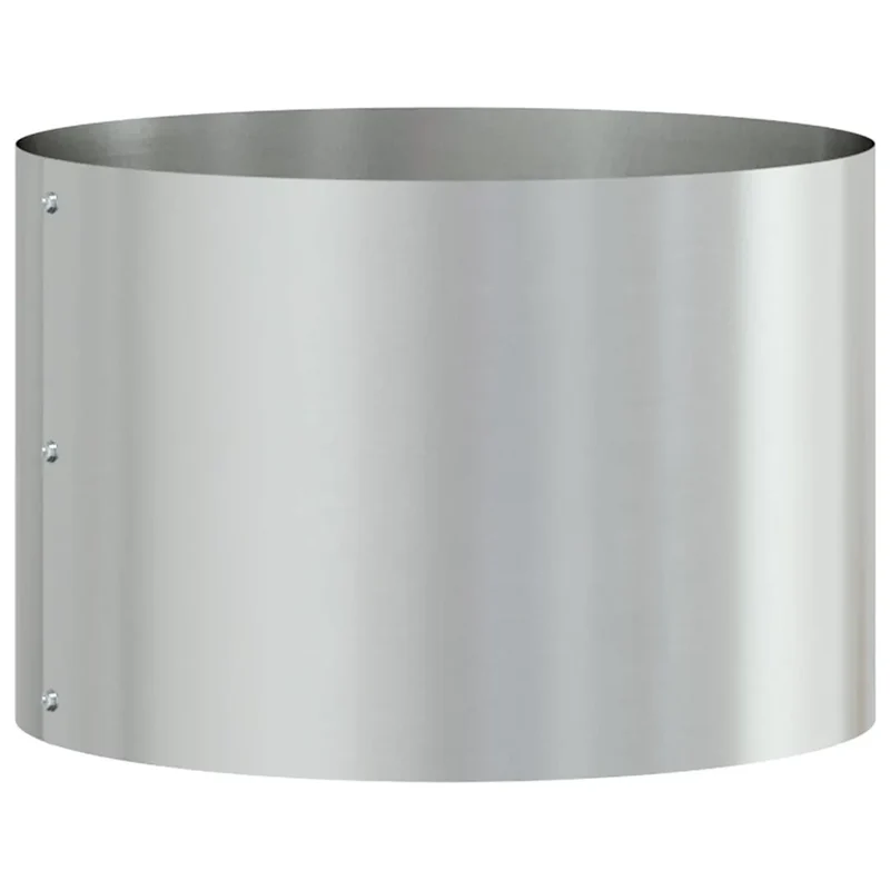 Anneau de jardinière rond moderne extérieur 30 x 30 x 20 cm en acier galvanisé argenté 02_0052242