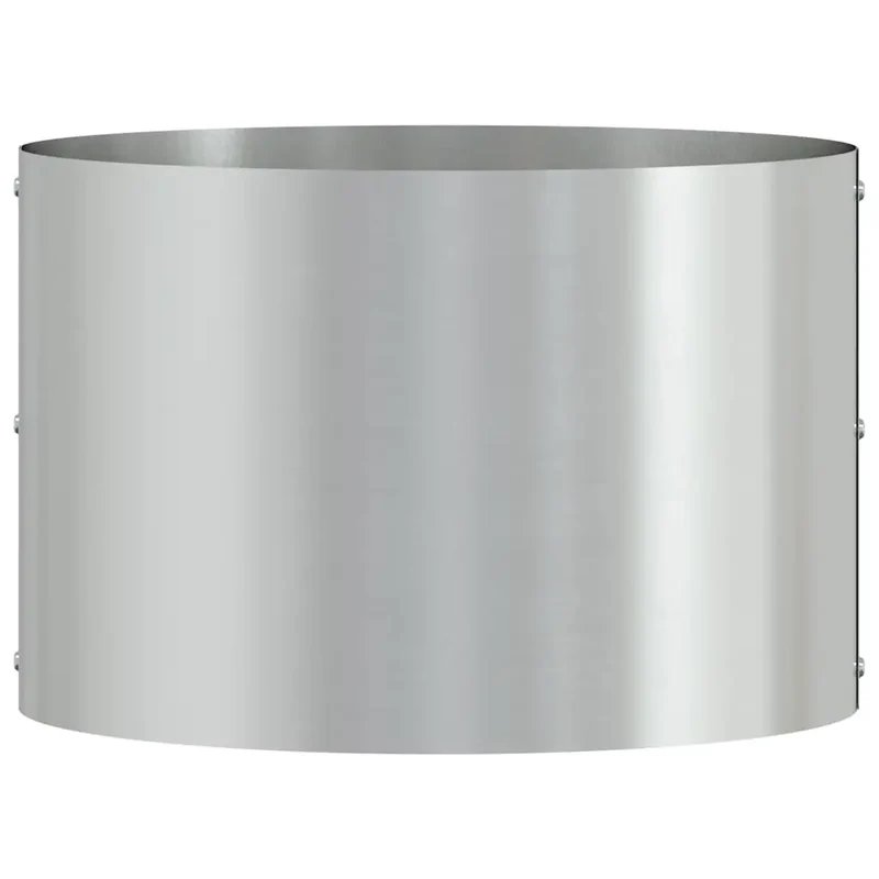 Anneau de jardinière rond moderne extérieur 30 x 30 x 20 cm en acier galvanisé argenté 02_0052242