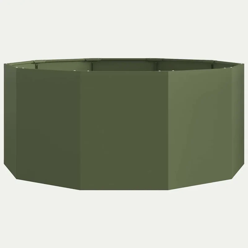 Jardinière ronde extérieure pratique 120 x 120 x 50 cm en acier vert olive 02_0052988