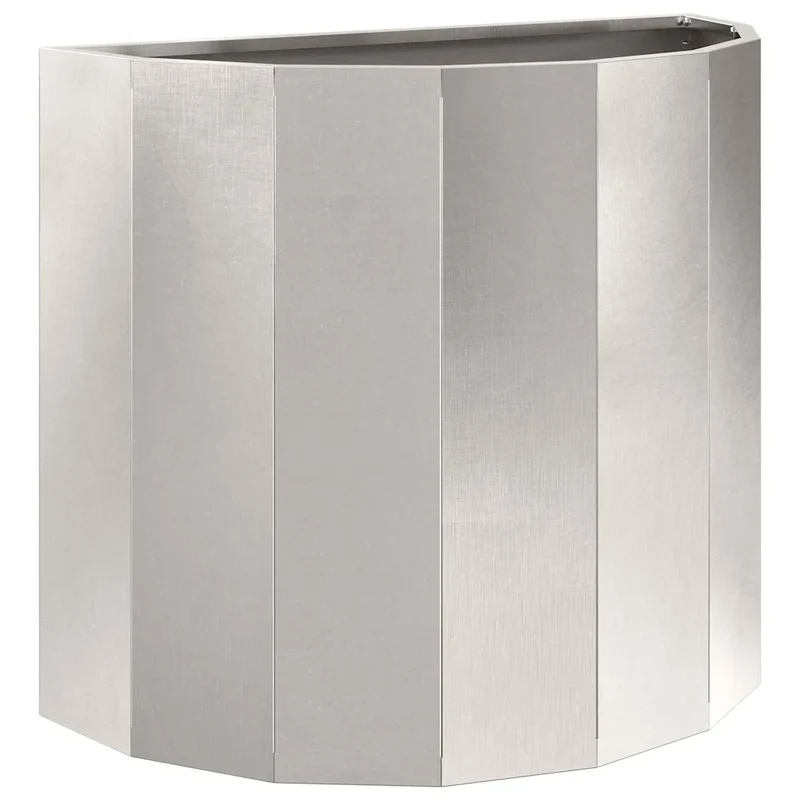 Jardinière demi-ronde moderne extérieur 60 x 30 x 50 cm en acier inoxydable argent 02_0052961