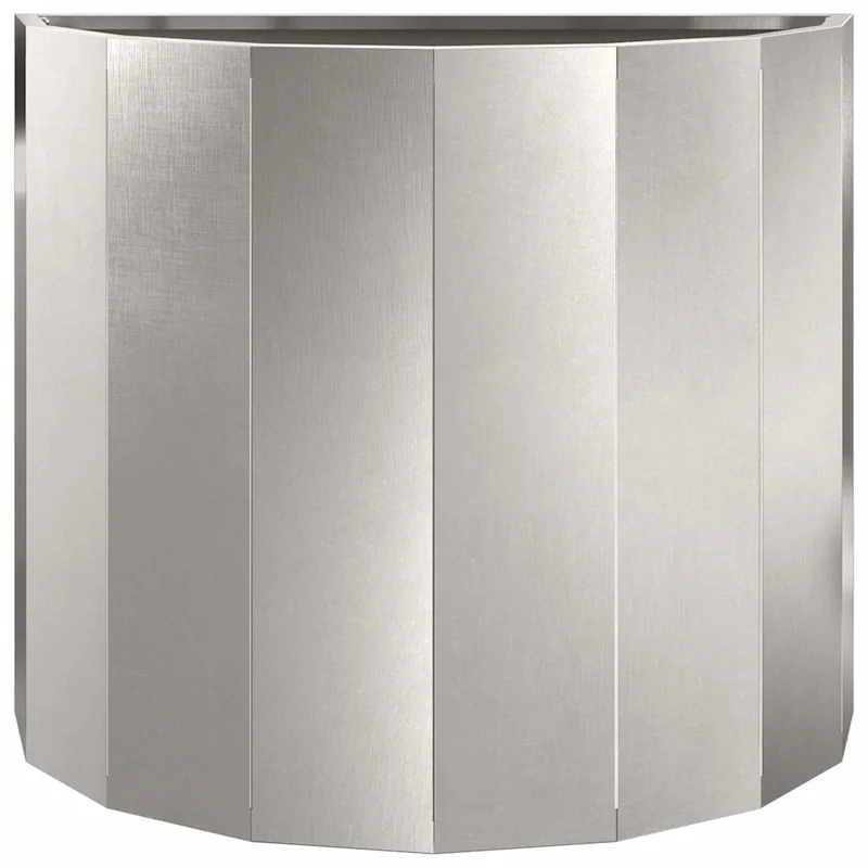 Jardinière demi-ronde moderne extérieur 60 x 30 x 50 cm en acier inoxydable argent 02_0052961