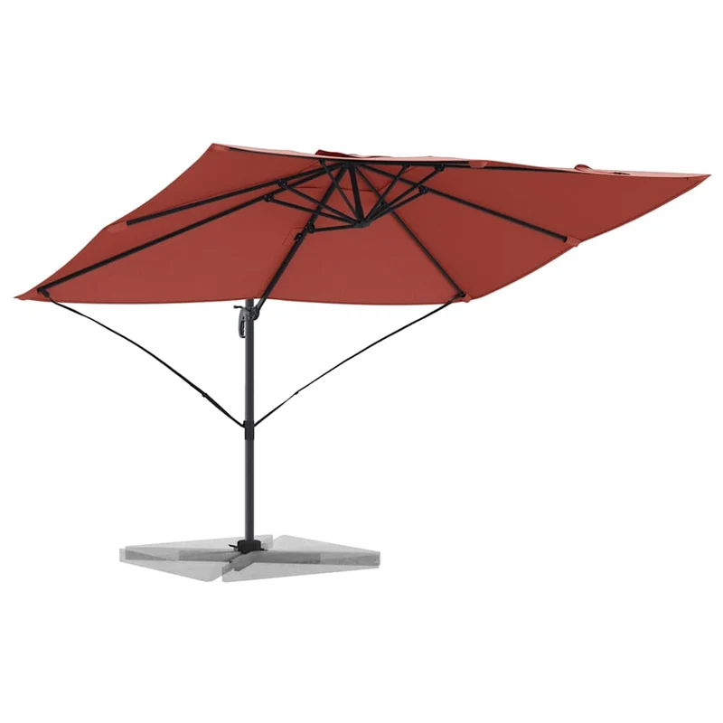 Parasol cantilever moderne inclinable rotatif jardin 351 x 250 x 260 cm en polyester terre cuite 02_0058722