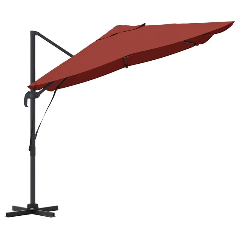 Parasol cantilever moderne inclinable rotatif jardin 351 x 250 x 260 cm en polyester terre cuite 02_0058722