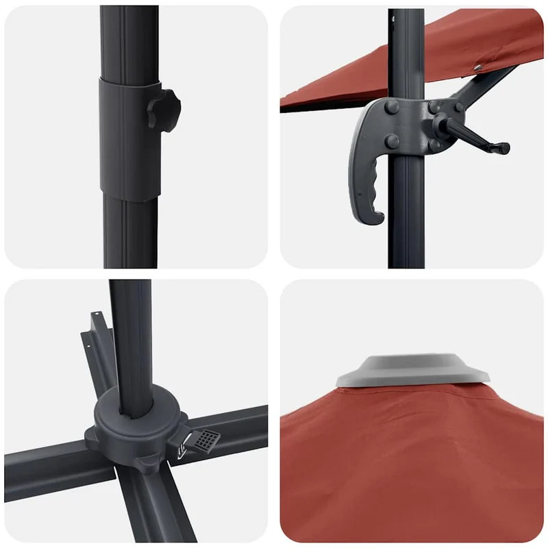 Parasol cantilever moderne inclinable rotatif jardin 351 x 250 x 260 cm en polyester terre cuite 02_0058722