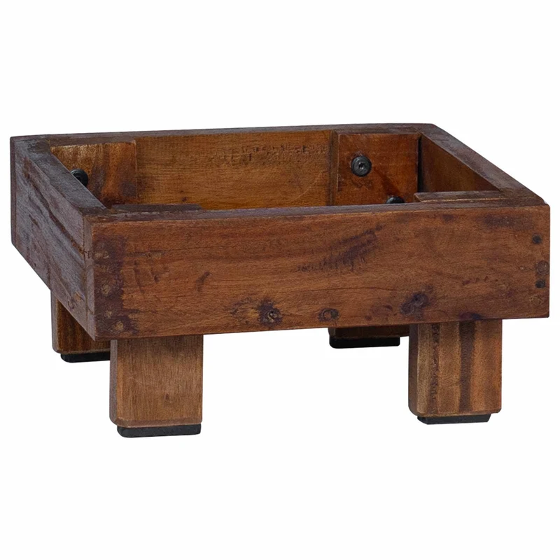 Lot de 3 supports de plantes rustiques jardin extérieur 35 x 35 x 12 cm finition texturée en bois acajou 02_0058963
