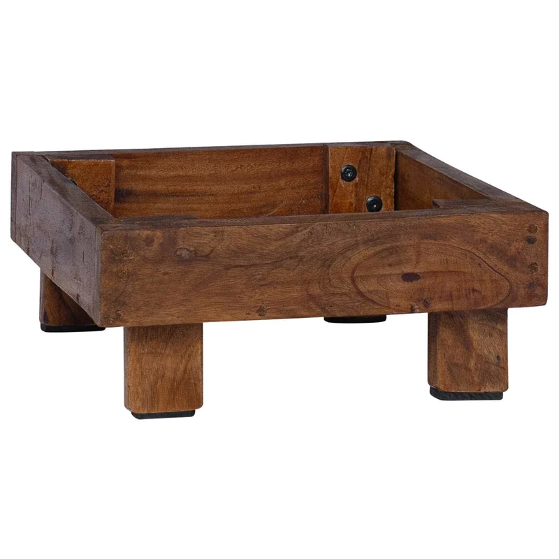 Lot de 3 supports de plantes rustiques jardin extérieur 35 x 35 x 12 cm finition texturée en bois acajou 02_0058963