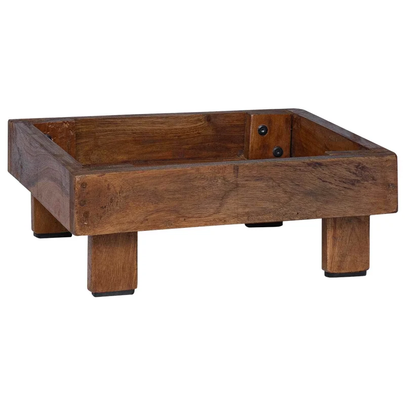 Lot de 3 supports de plantes rustiques jardin extérieur 35 x 35 x 12 cm finition texturée en bois acajou 02_0058963