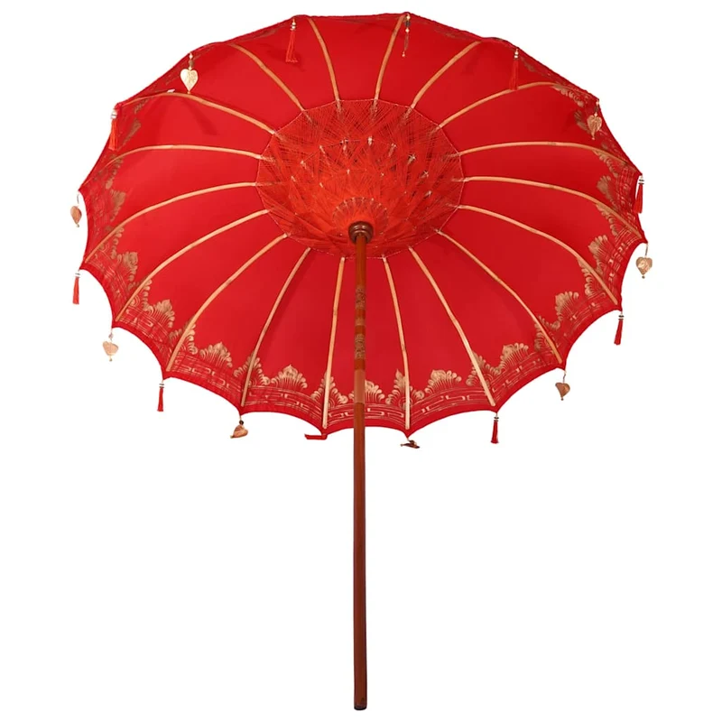 Parasol balinais rond élégant jardin 215 x 215 x 260 cm en coton rouge 02_0058820