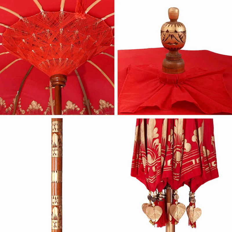 Parasol balinais rond élégant jardin 215 x 215 x 260 cm en coton rouge 02_0058820