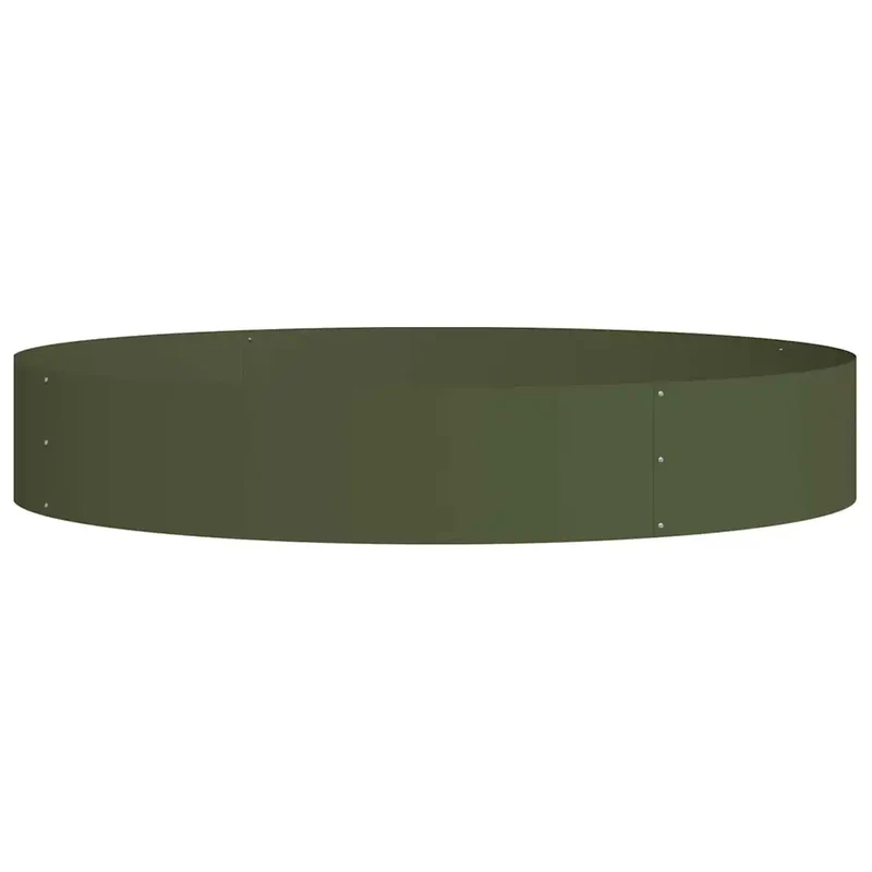 Lot de 5 anneaux de jardinière design moderne extérieur 120 x 120 x 20 cm en acier vert olive 02_0052270