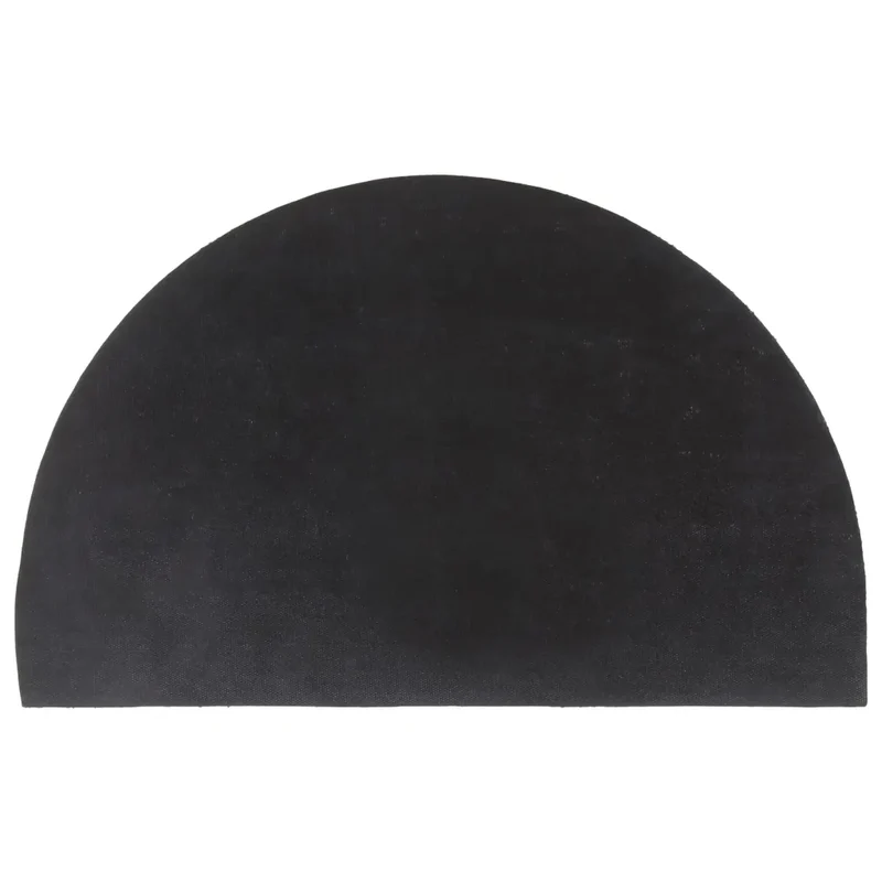 Tapis de porte demi-rond 50 x 80 cm facile à nettoyer antidérapant extérieur entrée en fibre de coco gris foncé 02_0046171