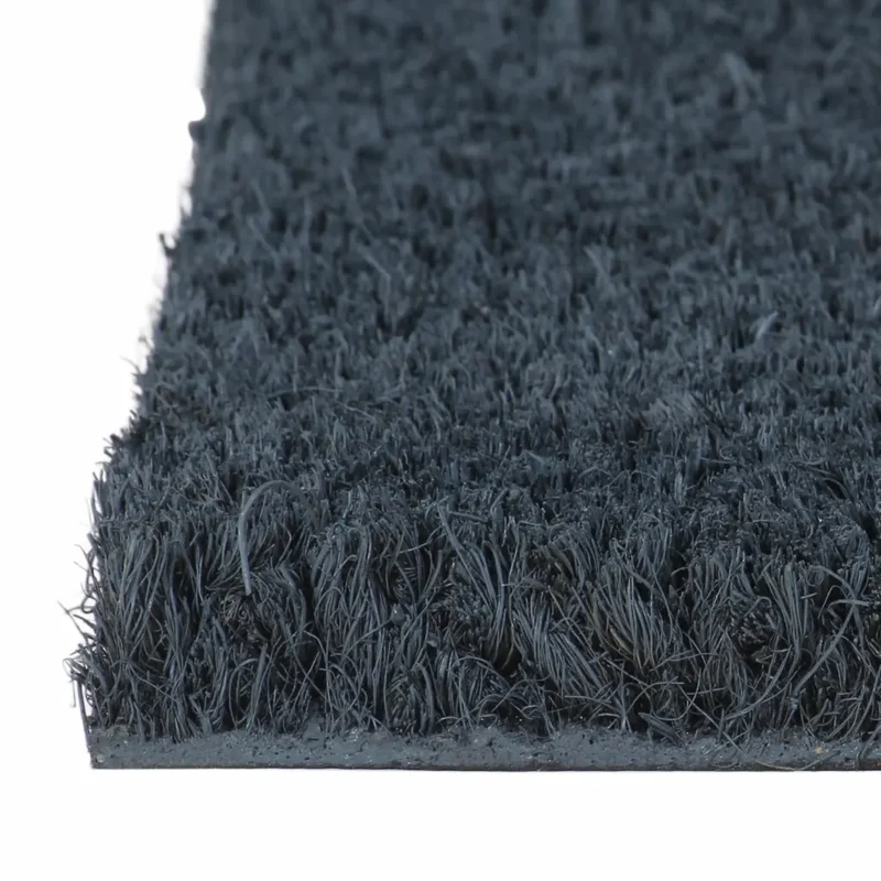 Tapis de porte demi-rond 50 x 80 cm facile à nettoyer antidérapant extérieur entrée en fibre de coco gris foncé 02_0046171