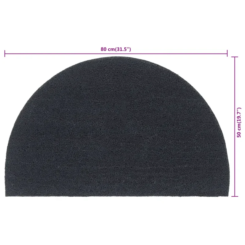 Tapis de porte demi-rond 50 x 80 cm facile à nettoyer antidérapant extérieur entrée en fibre de coco gris foncé 02_0046171