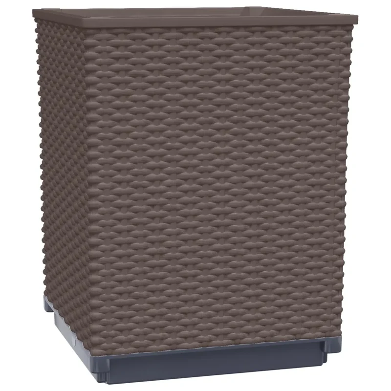 Lot de 4 jardinières décoratives jardin balcon 30 x 30 x 37 cm en polypropylène marron 02_0047408