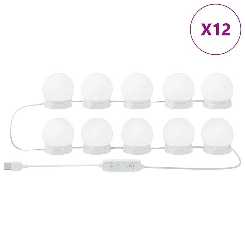 Lot de 12 lampes miroir LED modernes décoratives pour intérieur 4,5 x 4,5 x 4,8 cm en plastique blanc 02_0052014