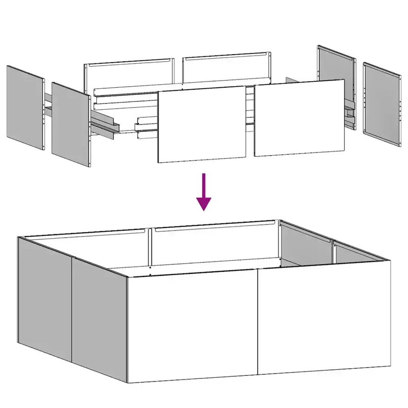 Jardinière carrée 80 x 80 x 30 cm avec support renforcé design moderne jardin extérieur en acier inoxydable 02_0051585