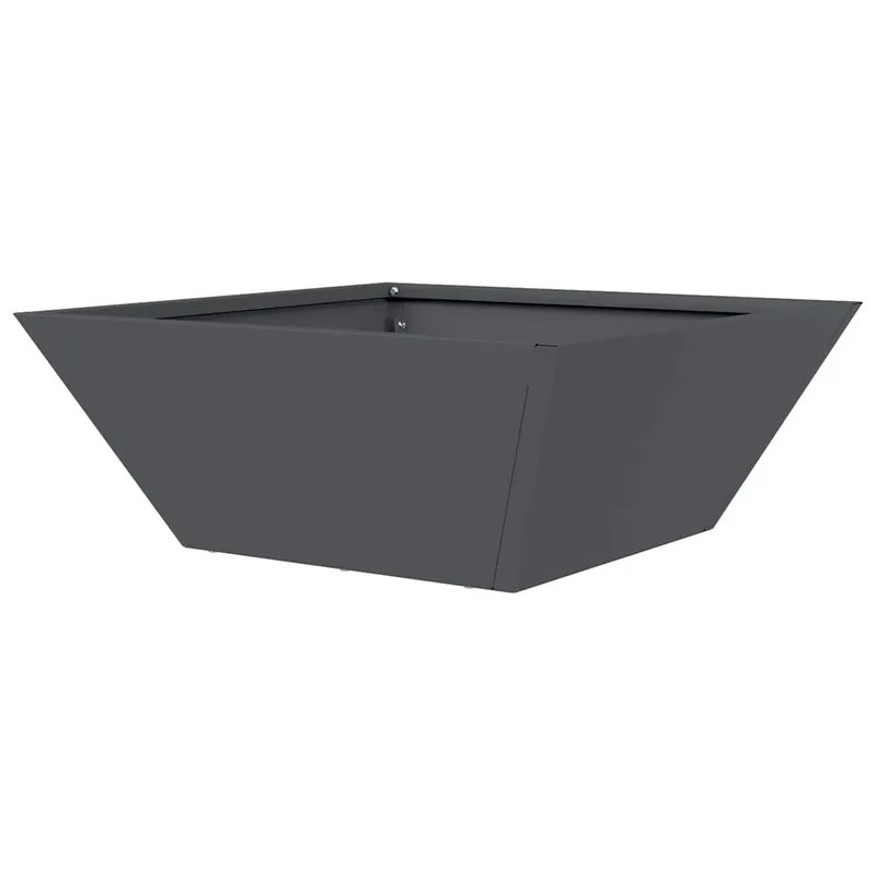 Cache-pot trapézoïdal moderne extérieur balcon jardin 40 x 40 x 15 cm en acier anthracite 02_0052372