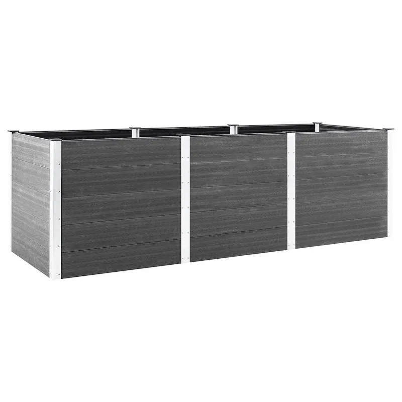 Lot de 1 plate-forme surélevée jardin 300 x 100 x 91 cm usage extérieur résistance intempéries design moderne en wpc gris 02_0046556