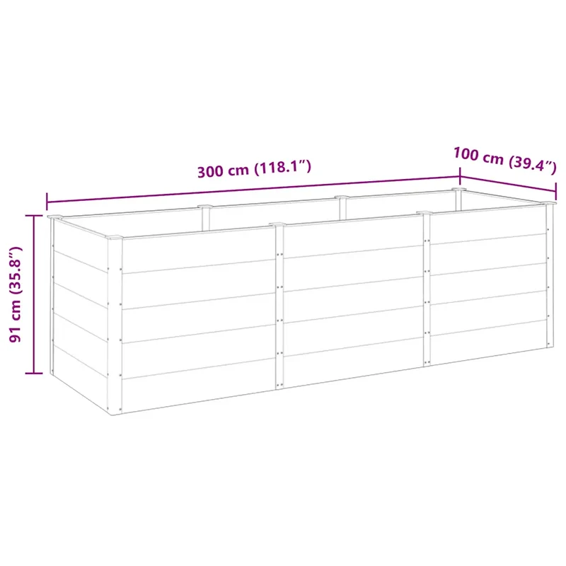 Lot de 1 plate-forme surélevée jardin 300 x 100 x 91 cm usage extérieur résistance intempéries design moderne en wpc gris 02_0046556
