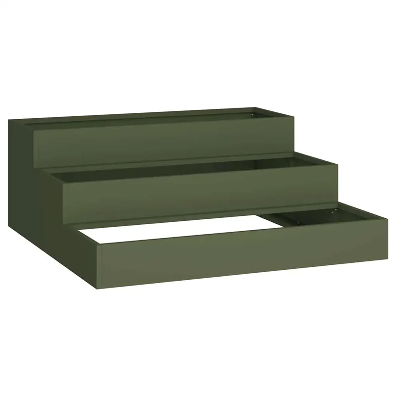 Cache-pot de jardin extérieur moderne esthétique durable 90 x 90 x 35 cm en métal vert olive 02_0052051