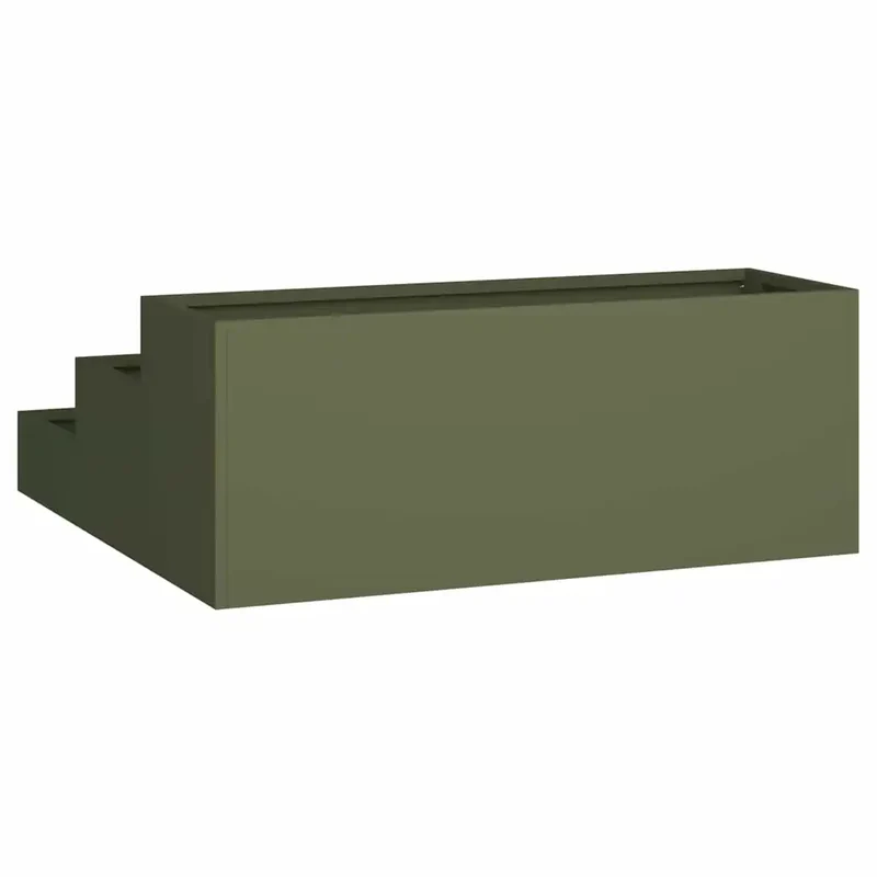 Cache-pot de jardin extérieur moderne esthétique durable 90 x 90 x 35 cm en métal vert olive 02_0052051