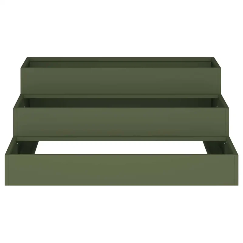 Cache-pot de jardin extérieur moderne esthétique durable 90 x 90 x 35 cm en métal vert olive 02_0052051