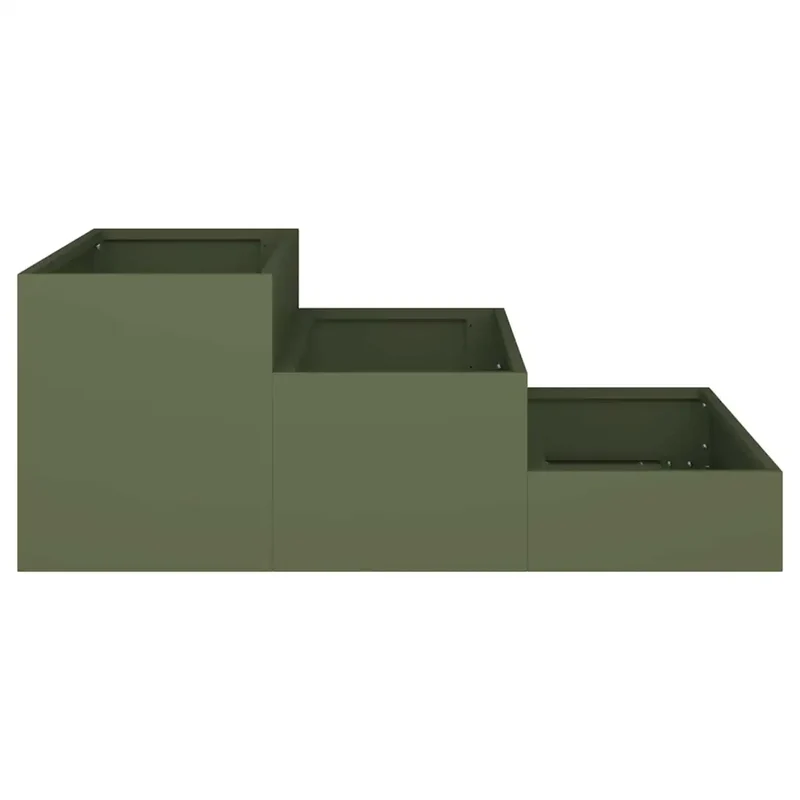 Cache-pot de jardin extérieur moderne esthétique durable 90 x 90 x 35 cm en métal vert olive 02_0052051