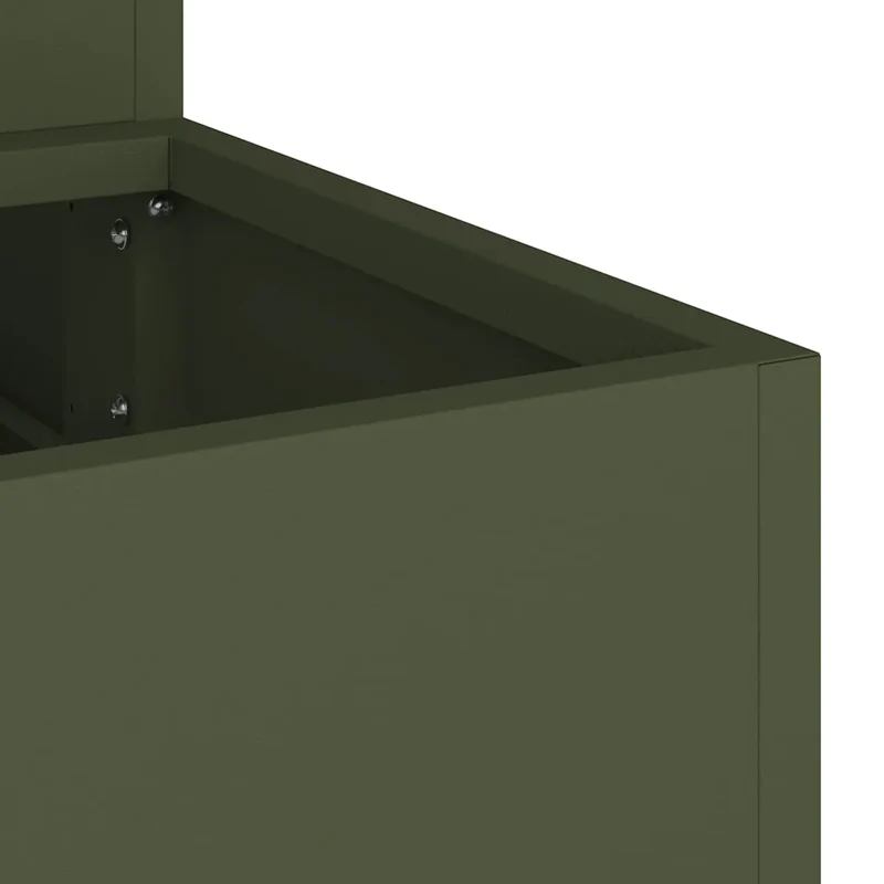 Cache-pot de jardin extérieur moderne esthétique durable 90 x 90 x 35 cm en métal vert olive 02_0052051
