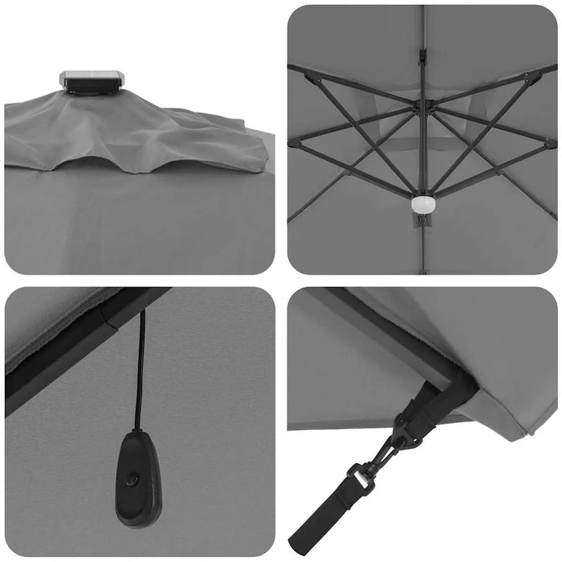 Parasol déporté design moderne inclinable 351 x 250 x 253 cm en polyester anthracite 02_0058733