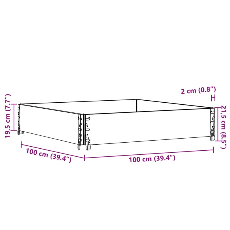 Jardinière bac lit surélevé plantes fleurs terrasse jardin 100 x 100 cm bois de pin massif marron 02_0037238