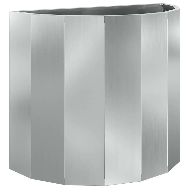 Jardinière demi-ronde contemporaine pour extérieur 60 x 30 x 50 cm en acier galvanisé argent 02_0052962