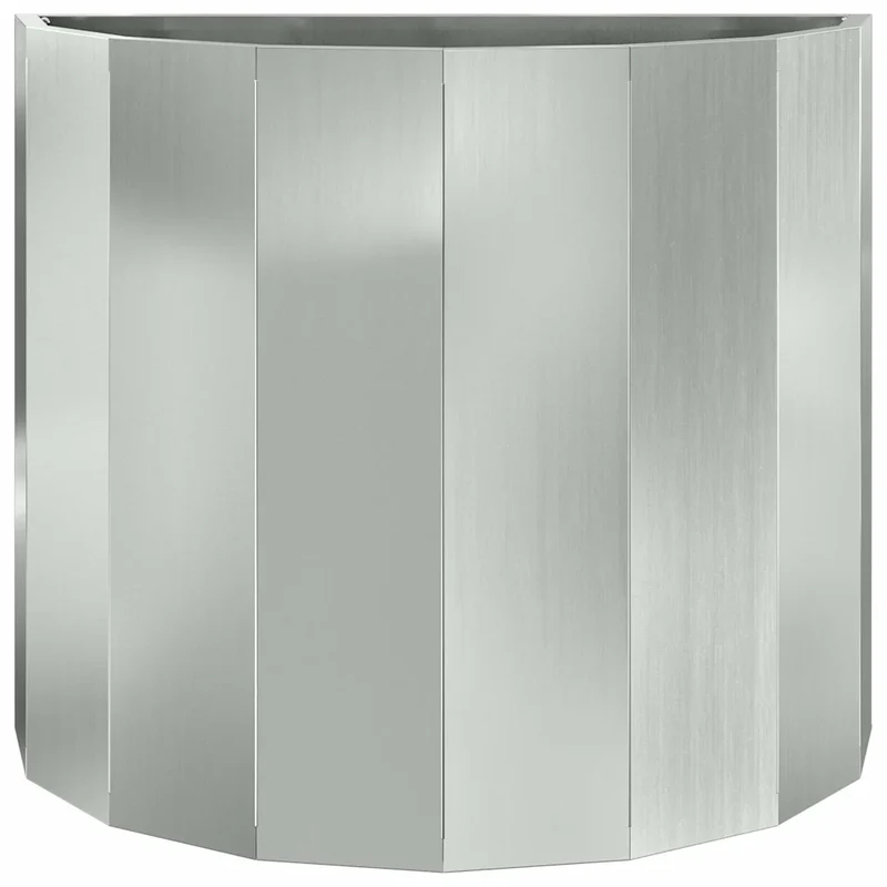 Jardinière demi-ronde contemporaine pour extérieur 60 x 30 x 50 cm en acier galvanisé argent 02_0052962
