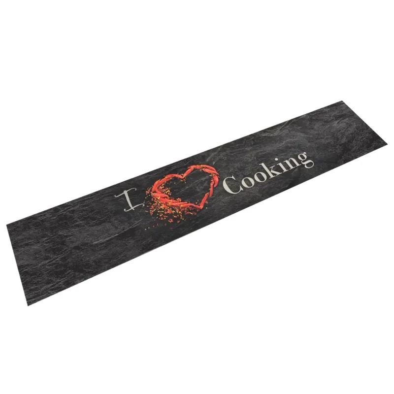 Tapis de cuisine lavable souple antidérapant 300 x 60 cm design élégant en velours noir 02_0046043