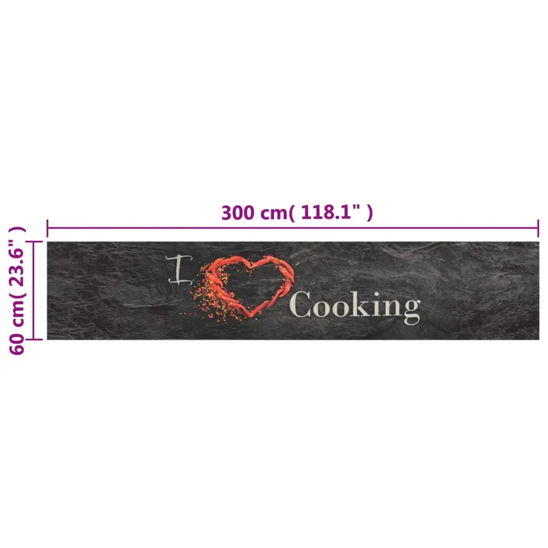 Tapis de cuisine lavable souple antidérapant 300 x 60 cm design élégant en velours noir 02_0046043