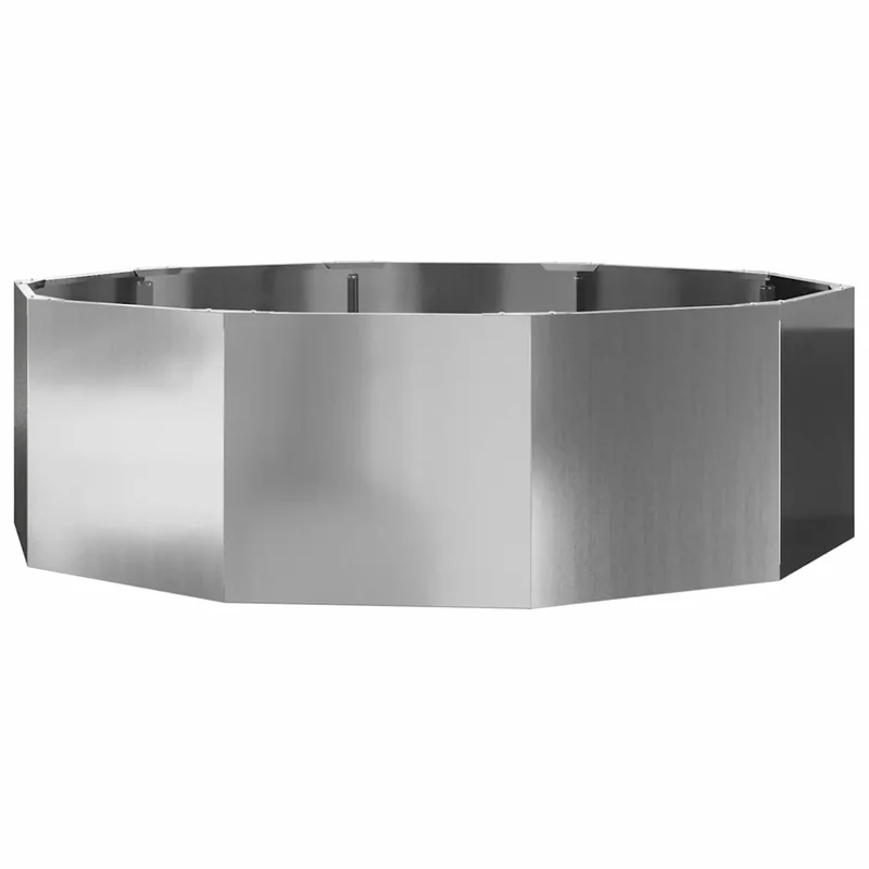 Jardinière ronde moderne de jardin extérieur 120 x 120 x 35 cm facile à déplacer en acier galvanisé argent 02_0052969
